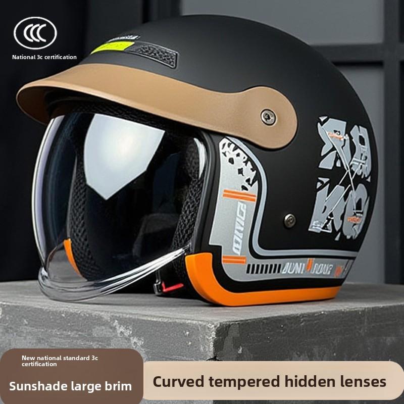 Electric Motorcycle Helmet Brim Men's and Women's Four-season Winter Warm and Anti-fog Helmet