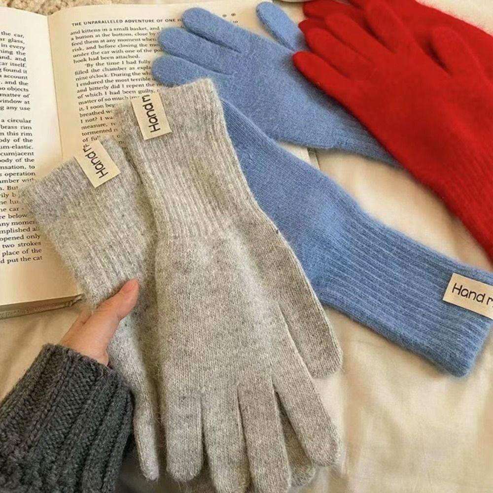 Touch-screen Flannel Gloves Warm Full Finger Mittens Breathable Long Rabbit Fur Gloves Cycling