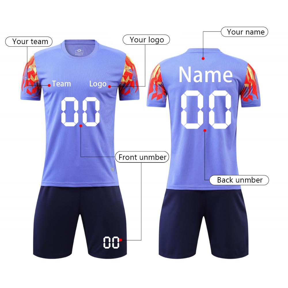 Custom Soccer Jersey Set for Men and Youth Personalized Team Uniform with and Number Breathable Sportswear