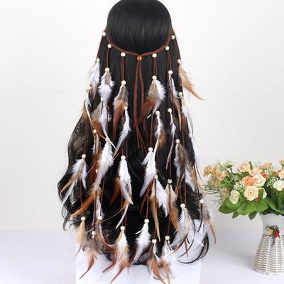 Girls Feather HeadBand Exquisite Boho Headpiece Photo Props Hair Extensions