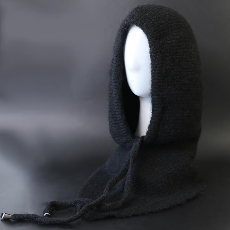 Winter Balaclava Hat Scarf for Women Knitted Hooded Caps Outdoor Warm Slouchy   Warm Skiing Hat Outdoor Ear Protection Beanies