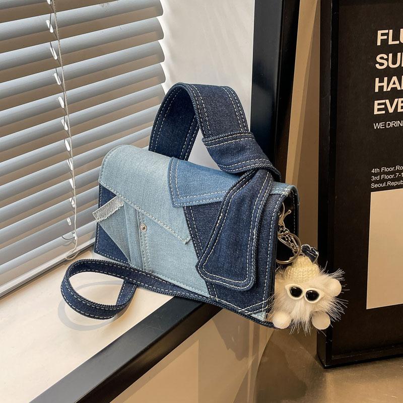 Denim Handbag Women's Crossbody Bag Fashionable Shoulder Commuter Small Square Bag
