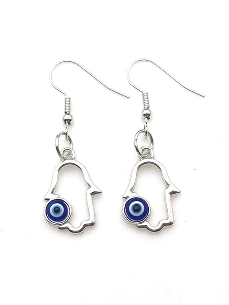 Vintage Turkish Evil Eye Pendant Earrings Turkish Lucky Fashion Gold Color Earrings Chain Round Heart Female Friend Gift