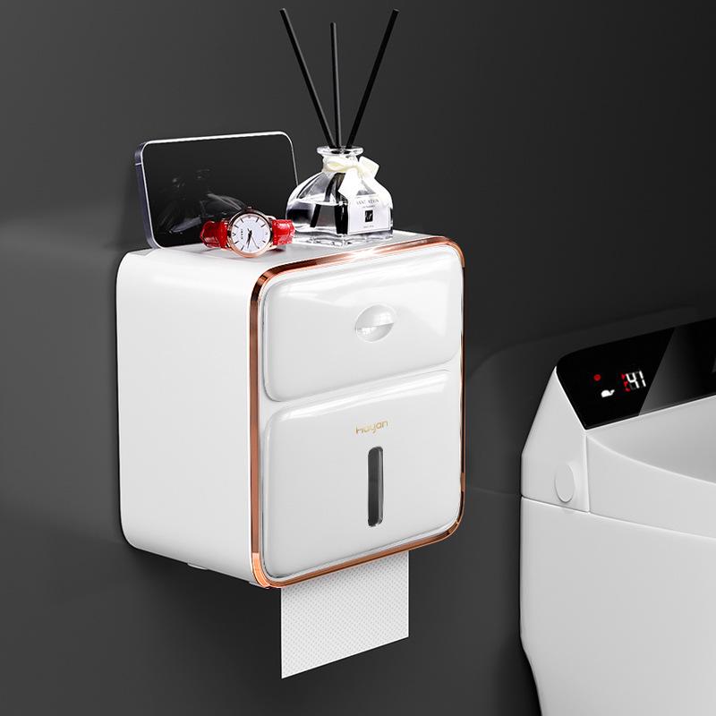 Waterproof Wall-Mounted Toilet Paper Holder and Storage Rack