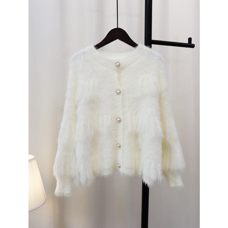 Autumn and Winter New Short Xiaoxiangfeng Imitation Mink Velvet Fringed Sweater Jacket Women's Soft Waxy Gentle Wind Knitted Cardigan Tide
