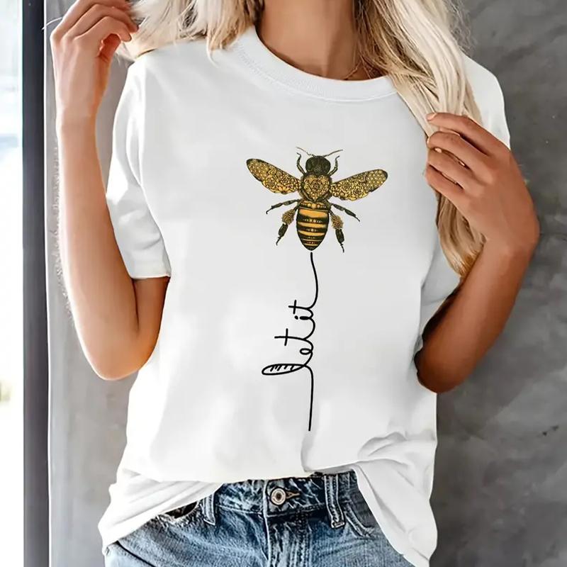 Модная женская футболка с принтом пчелы — фото 2