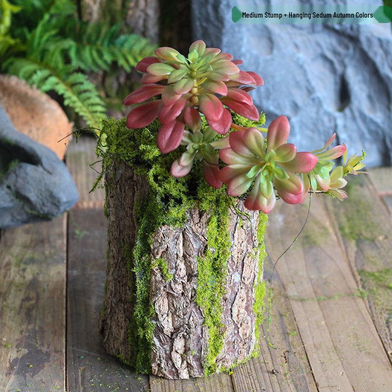 Forest Style Artificial Tree Stump with Moss Bark - Kindergarten and Country Style Decorative Ornament, Perfect for Landscaping or Inserting Flowers.