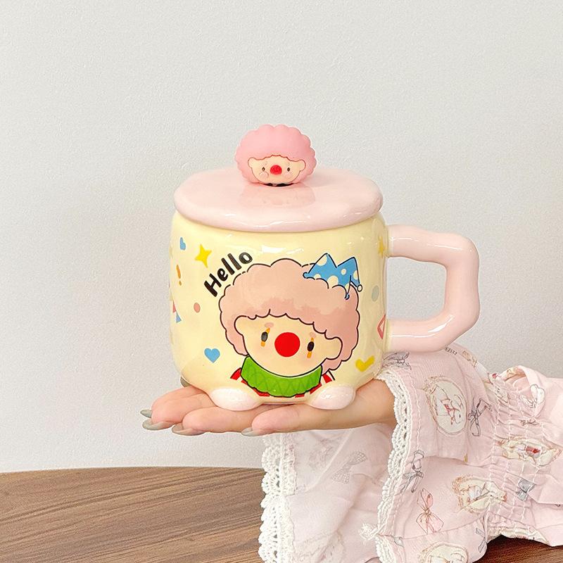 

Girls Birthday Gift Clown Mug Ceramic Cup High Looking Couples Gift Set for Best Friend 401-500ml