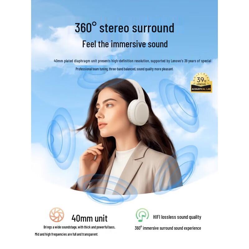 Lenovo TH30 Bluetooth Over-Ear Headset