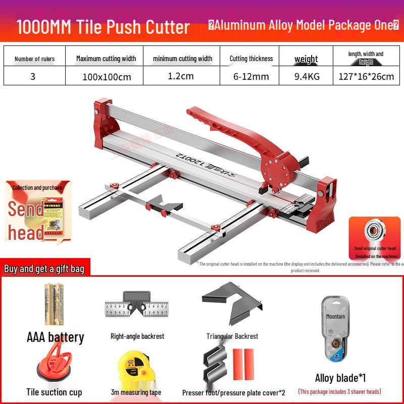 Manual Push Tile Cutter with Laser Precision for Ceramic and Floor Tiles