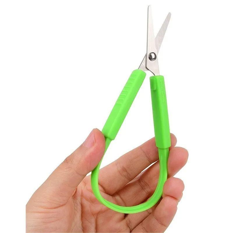 Stainless Steel Kids Safety Scissors - Ring Handle Student Scissors with Elastic, Child-Friendly DIY Paper-Cutting Tool
