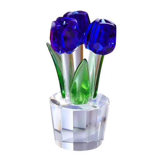 Faux Crystal Tulip Figurine Collectible Clear Tulip Flower Ornament Glass Flower Bouquet Gifts for Valentine's Day Birthday Women Girlfriend Wife