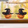 2D Flat Halloween Earrings Acrylic Pumpkin Witch Hat Earrings Women's Holiday Party Decoration Halloween Costume Matching Jewelry Accessories