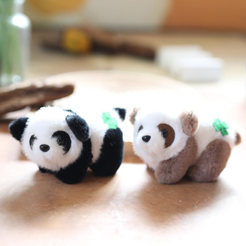 Cute Panda Plush Keychain Charming Black And Brown Panda Bag Pendant Accessory