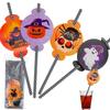 Eco Paper Straws with Halloween Decoration Tubes Ghosts Pumpkin Bat