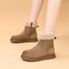 Winter fashion style solid color casual velvet warm snow boots women's comfortable one-pedal round cotton shoes