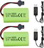 2x Li-ion Rechargeable Batteries 3.7V 1600mAh with SM-2P Connector + USB Cables – Compatible with RC Car 9962 8837 and Toy Truck