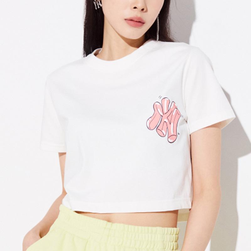 New MLB T Shirt Women's Ivory White 3FTSL8023-50IVS