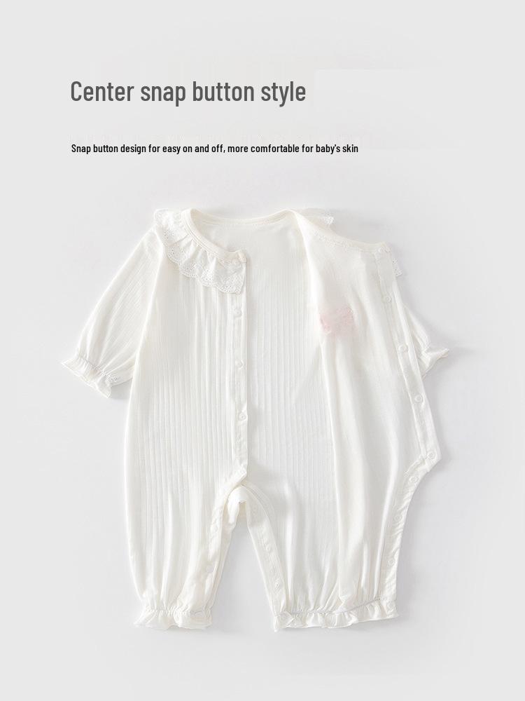 Newborn Long-Sleeve Summer Bodysuit - Lightweight, Boneless Pajamas for Baby Girls