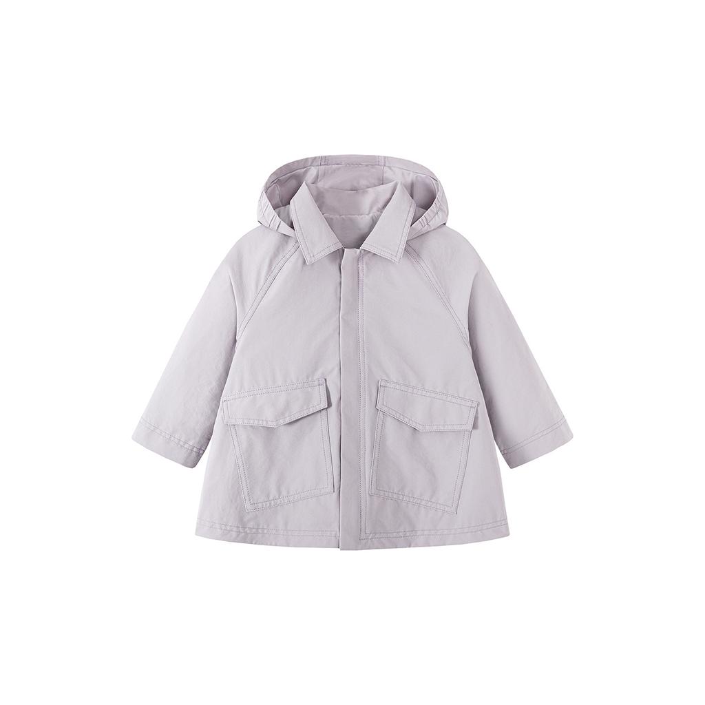 Mini Balabala Girls' and Children's Loose A-Swing Hooded Cotton Soft Three Proof Coat Autumn