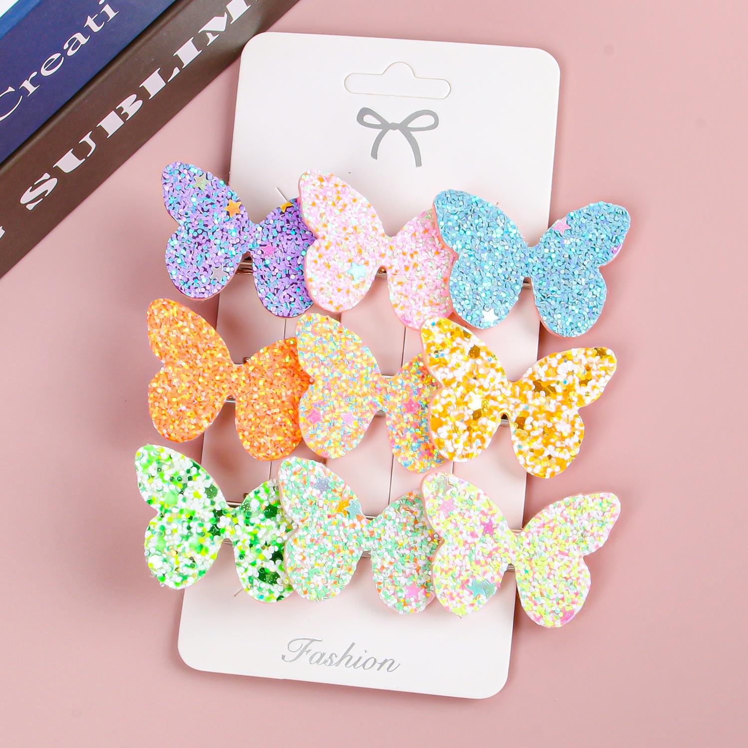

3PCS Colorful Flower Hair Clips Women Grils Cute Glitter Butterfly Hairpin Barrettes Hair Clips Children Kids Hair Accessories