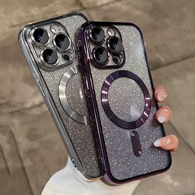 Shining Glitter Wireless Charging Phone Case For Iphone 14 13 12 11 Pro Max 13pro 14 Plus Shockproof Plating Bumper Soft Cover