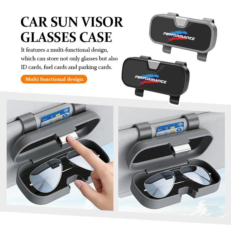 Car Glasses Holder Sun Visor Storage Box Cards Tickets Eyeglass Case For BMW Performance 1 3 5 7 Series M E93 F20 iX1 iX2 iX3 ADMVN1