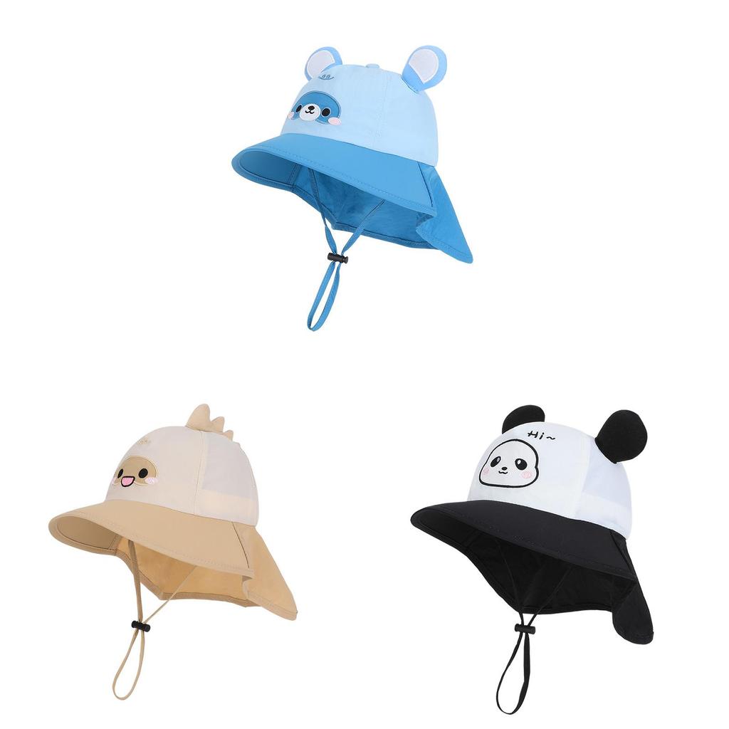 Kids Cartoon Sun Hat With Wide Brim For Summer Outdoor Protection