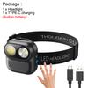 2pcs Rechargeable Induction LED Headlamp with Motion Detection Hands Free Head Torch for Walking Reading Repairing and Camping