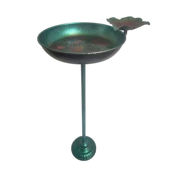 

Bird Bath And Feeder Metal Bird Bath with Lotus Leaf Design Bird Feeder Outside Standing Birdbath for Garden Yard Lawn Decoration зелёный