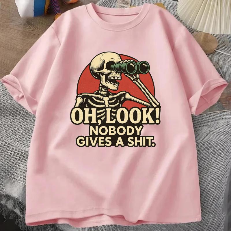 Oh Look Nobody Gives A Shit Sarcasm T-shirt Summer Men's Tracksuit Round Neck Short Sleeve Sportswear Casual Fun Tops Polyester Tee