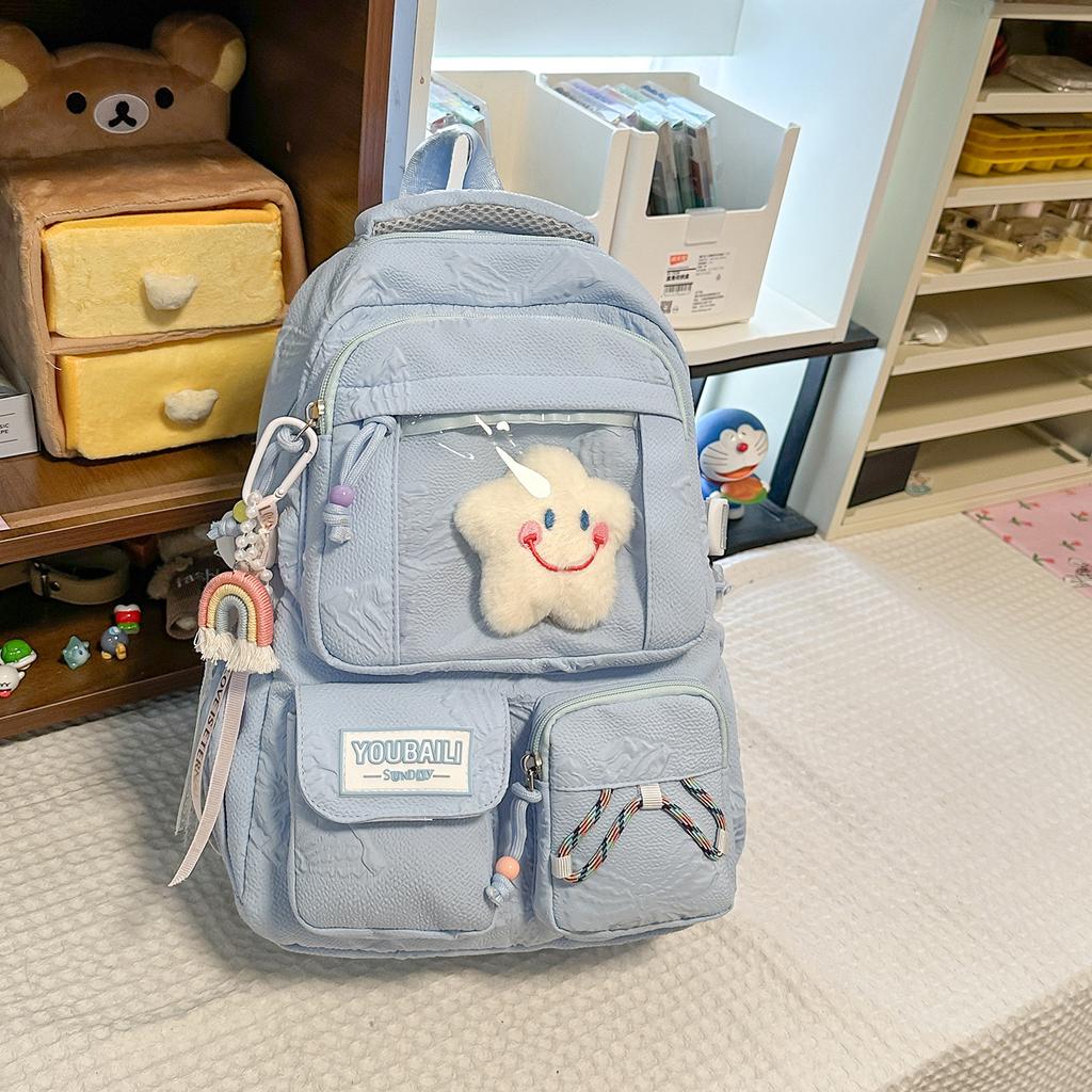 Schoolbag New Fashion Versatile School Bag Female Junior High School Student High Value Cute Backpack Pain Bag Large Capacity Backpack Bag