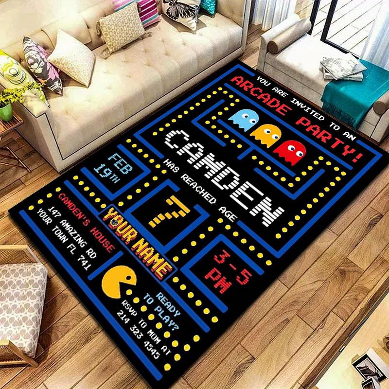 Pac-Man Custom Name Carpet Rug for Living Room Bedroom Home Sofa Decoration,Kids play Non-slip Floor Mat