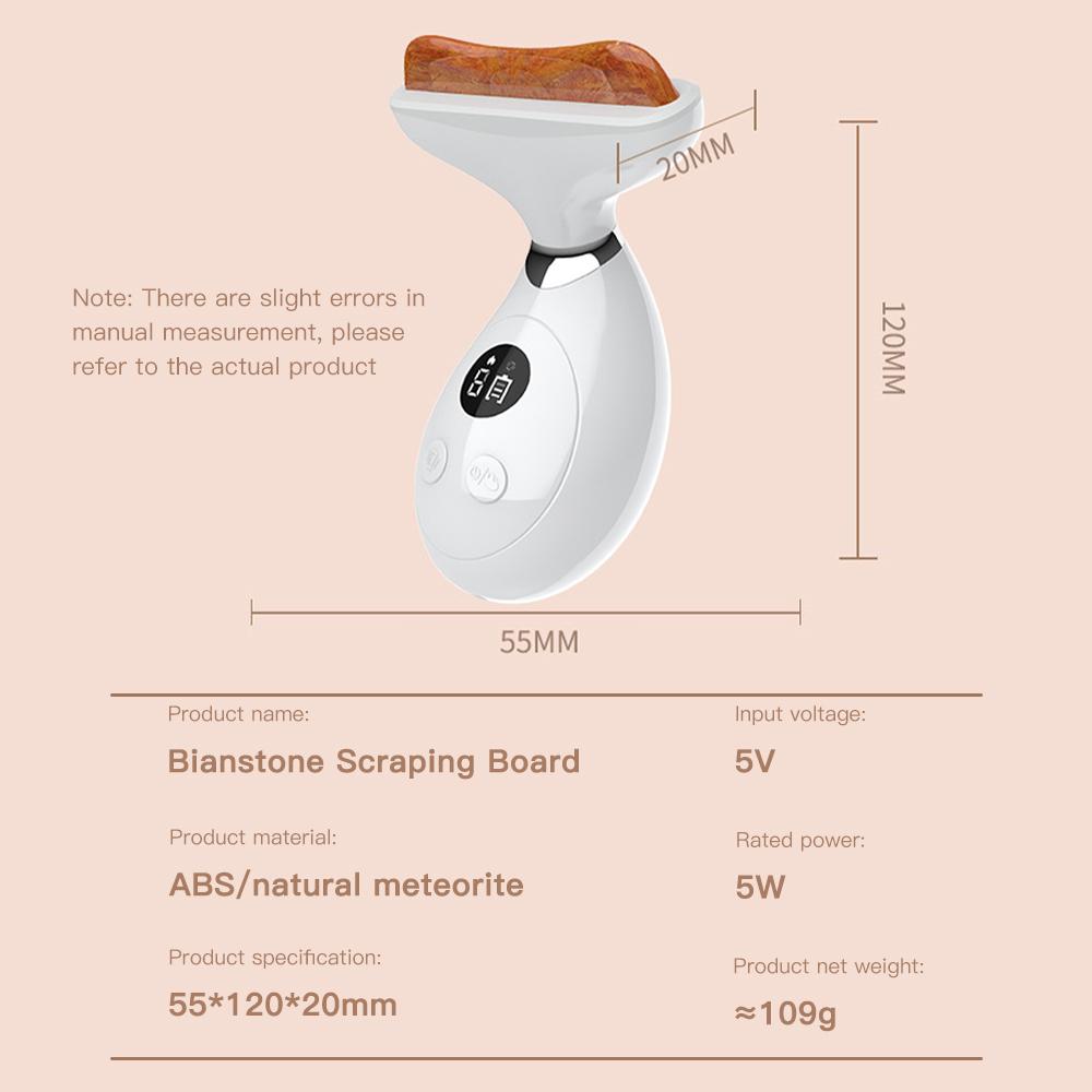 Hot Stone Face Massager Electric Vibration Facial Guasha Board Bianstone Scraping V Face Lifting Rejuvenation Redlight Therapy
