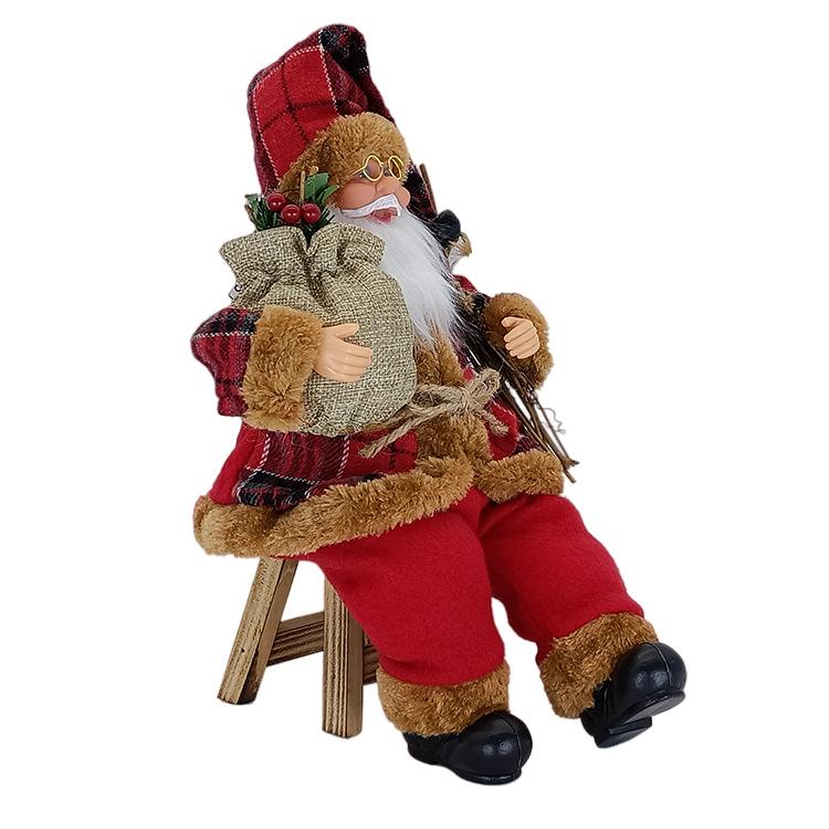 Santa Claus Seated Figurine Christmas Scene Doll Decorations Holiday Gift
