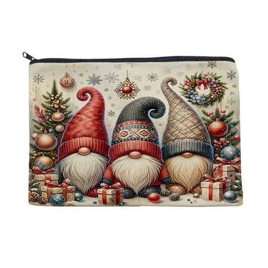 Christmas Theme Makeup Bag, with Black Zipper, Wear-Resistant Toiletry Bag, Durable Canvas Storage Pouch, for Makeup Stationery And Small Items