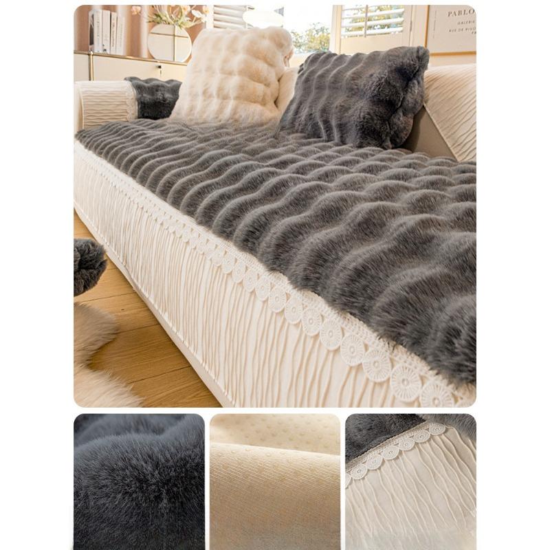 

Winter Thickened Bunny Cashmere Sofa Cushion Plush Warm Non-Slip Cover for Living Room Decor 70*70
