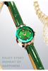 Stylish and Cute Crystal Watch for Women with a Leather and a Lovely Gift for Strap. Waterproof, Brand-name, Business-friendly, Her. Green.