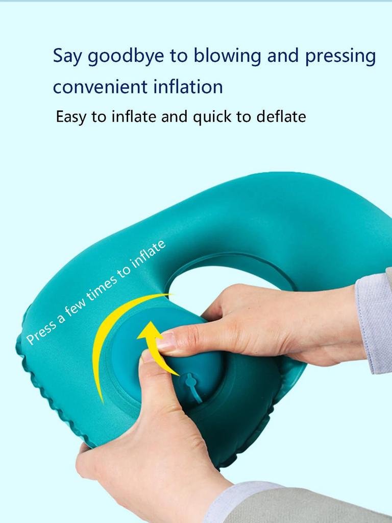 Flocking Inflatable Neck Pillow Portable Pillow Can Be Stored Self Filled Suitable For Outdoor Travel Camping Hiking