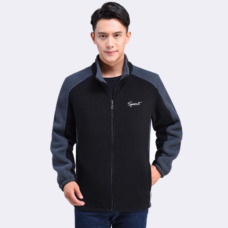 

Осенне-зимняя куртка из полар-флиса, мужская, плюс бархатная, толстая, повседневная, большого размера, флисовый свитер, топ, одежда для мужчин среднего и пожилого возраста M