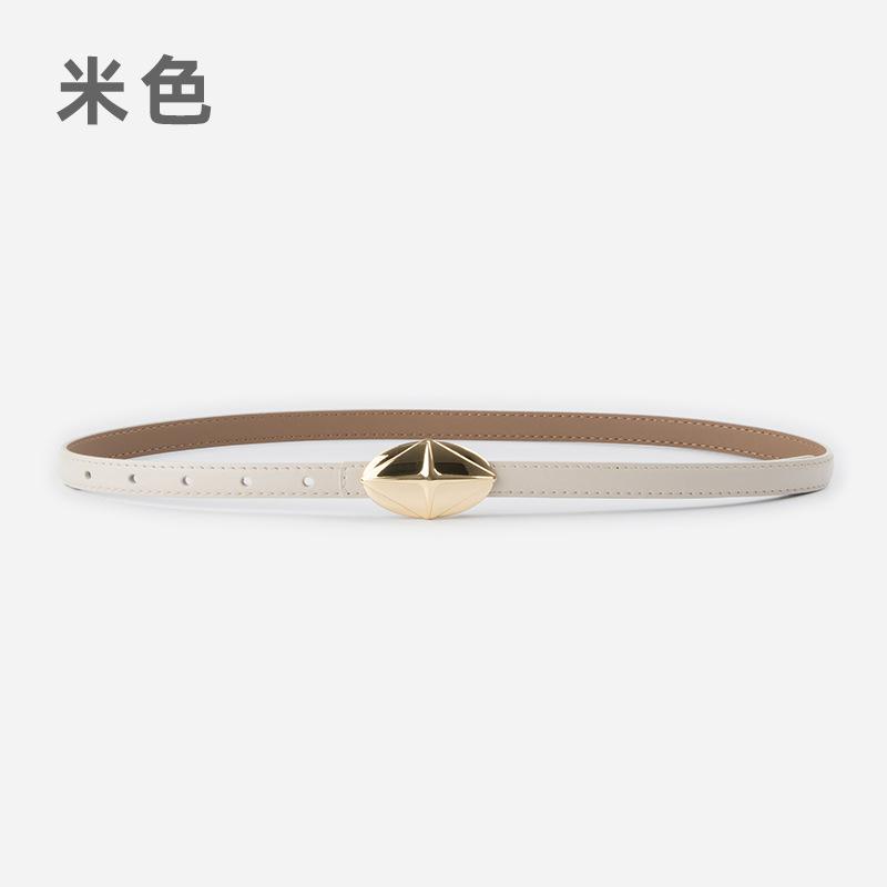 Leather Women'S Fine Belt Cowhide Retro Women'S Simple Hong Kong Style Premium Black Women'S Belt