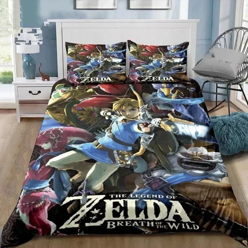 Cartoon Zeldas Series Bedding Set Duvet Cover Bed Set Quilt Cover Pillowcase Comforter King Queen Size Boys Adult Bedding Set