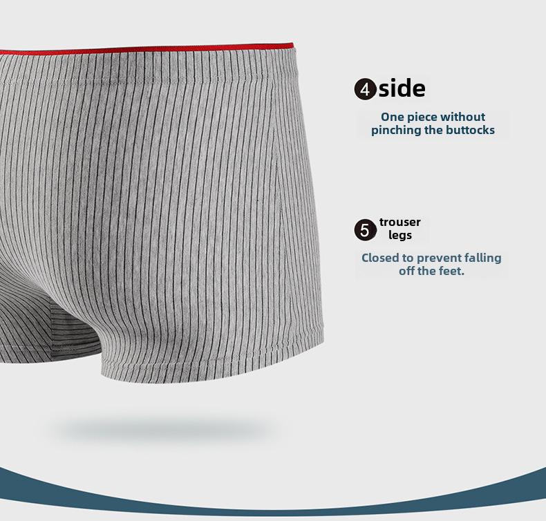 Men's Plus Size Antibacterial Cotton Striped Boxer Briefs