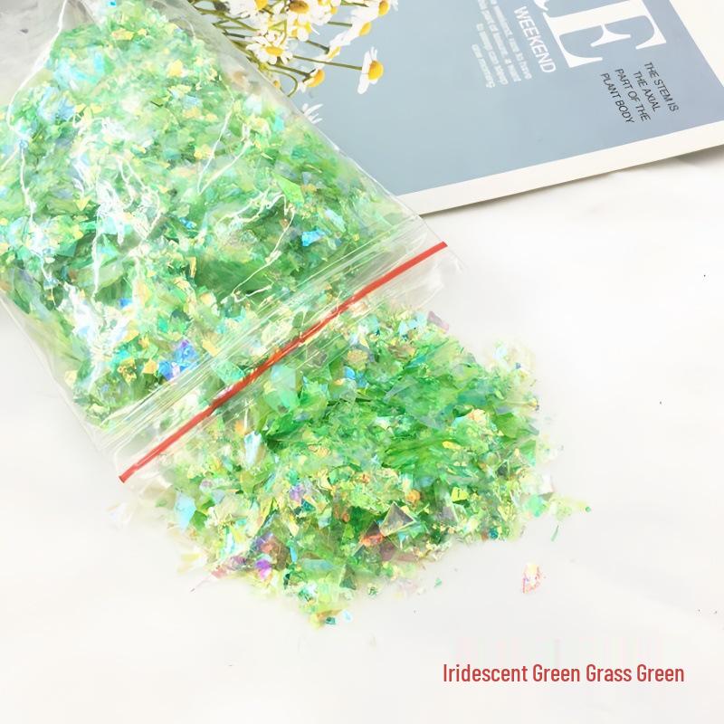 DIY Irregular Nail Shell Paper Fragments – 10g Bag for Slime, Epoxy Resin, Crafting.