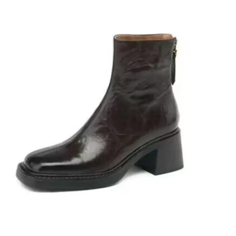 

Зимние/осенние ботинки челси из натуральной кожи для женщин, ботинки в стиле ретро с резным узором, ботильоны с круглым носком, женская обувь в британском стиле 35