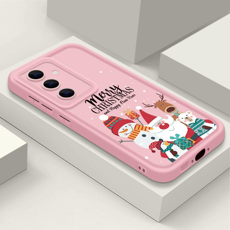 Santa Claus Snowman Print Phone Case For Samsung S24 Ultra S23 S22 S21 Plus S20 FE A55 A35 A54 A53 A52 A34 A14 Christmas Shockproof Soft Phone Cover