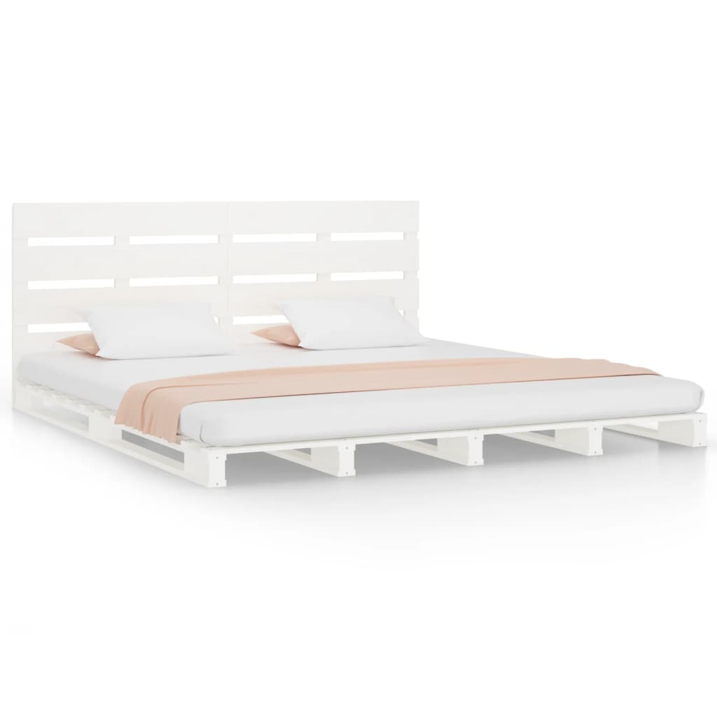 Vidaxl Bed Frame Without Mattress, White, 160X200 Cm, Solid Pine Wood