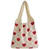 Crochet Tote Bag for Women Heart Pattern Summer Beach Bag Large Capacity Handbag for Vacation Travel
