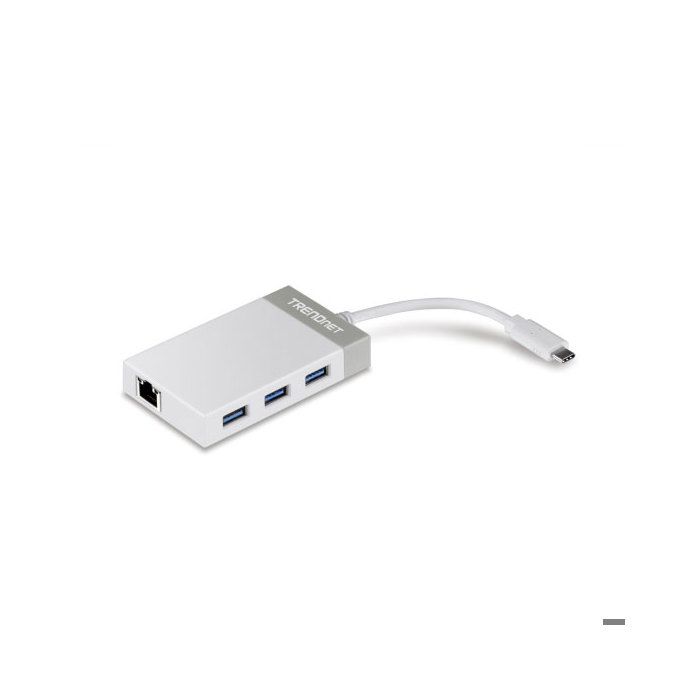 Hub USB/Ethernet - TRENDnet - TUC-ETGH3 - USB Type C - 3 Ports USB 3.0 - 1 Port RJ-45