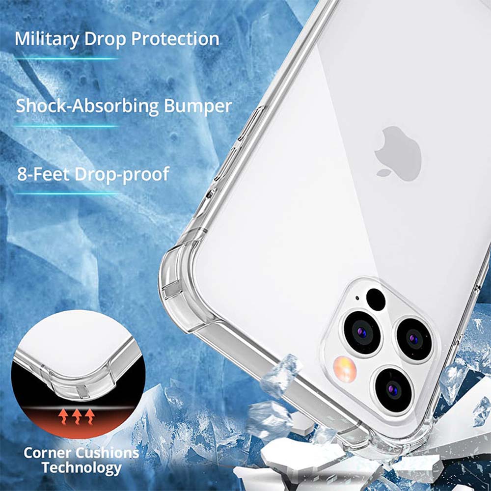 Clear Case For iPhone 14 Plus 13 12 11 Pro Max X XS XR 6 6s 7 8 Plus Thick Shockproof Silicone Lens Protection Case Back Cover